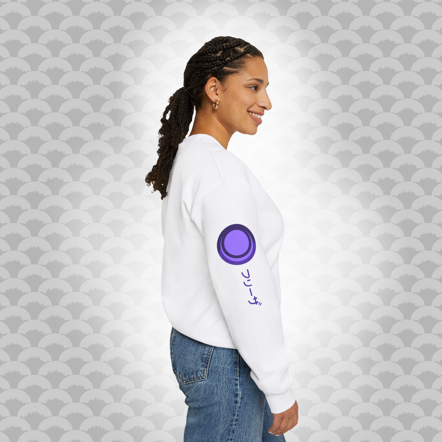 Modelo de la Sudadera Frío Imperial variante blanca "Frío" de lado