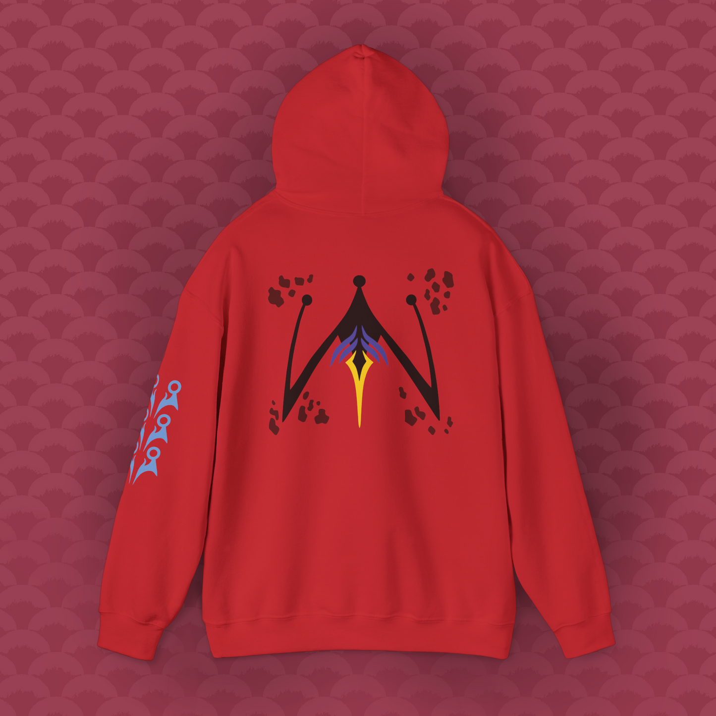 Hoodie La Perfección variante rojo "Máxima" de espalda