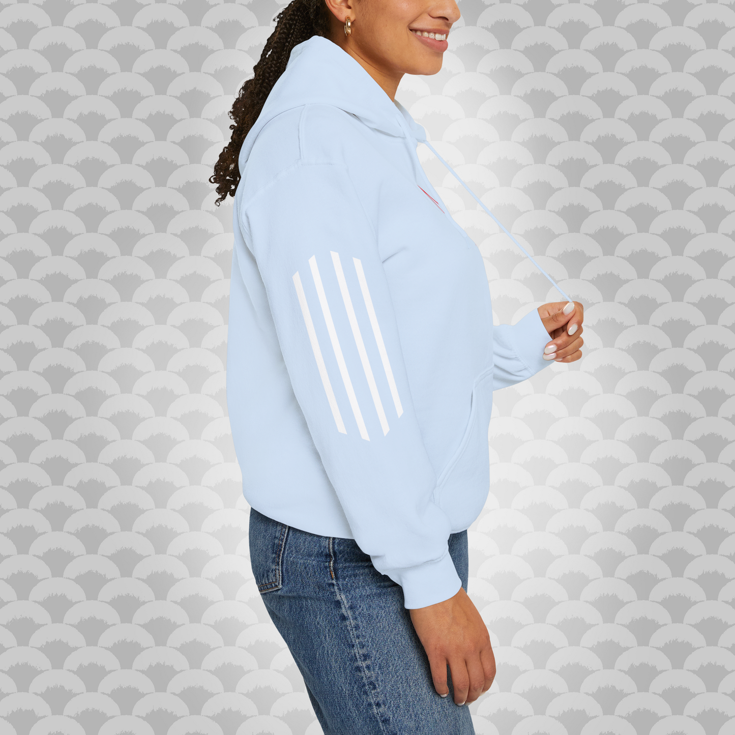 Modelo de Hoodie Libertad Sintética, variante "Modelo 18" de lado