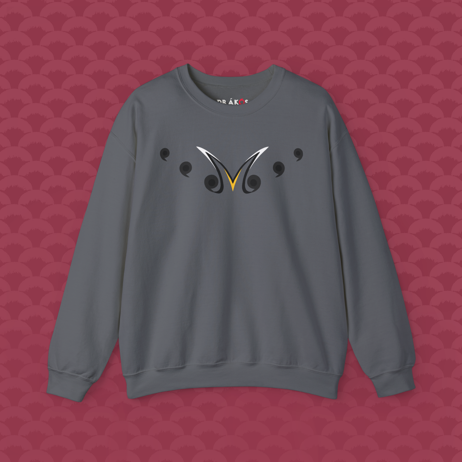 Sudadera Caos Inocente, variante "Sombra" gris oscuro, de frente