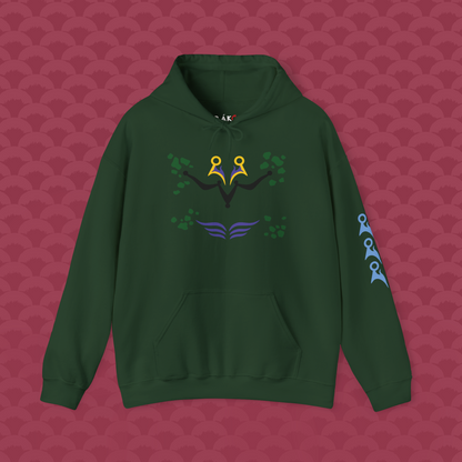 Hoodie La Perfección variante verde bosque "Célula" de frente