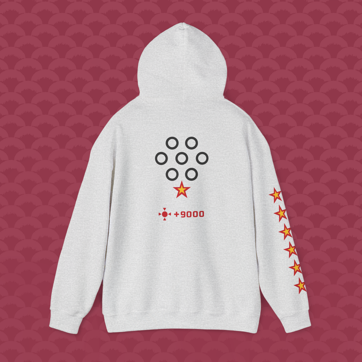 Hoodie Las Siete Estrellas, variante blanca ceniza "Ultra" de espalda