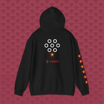 Hoodie Las Siete Estrellas, variante negra "Base" de espalda