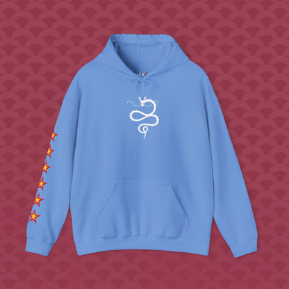 Hoodie Las Siete Estrellas, variante azul celeste "Divino" de frente