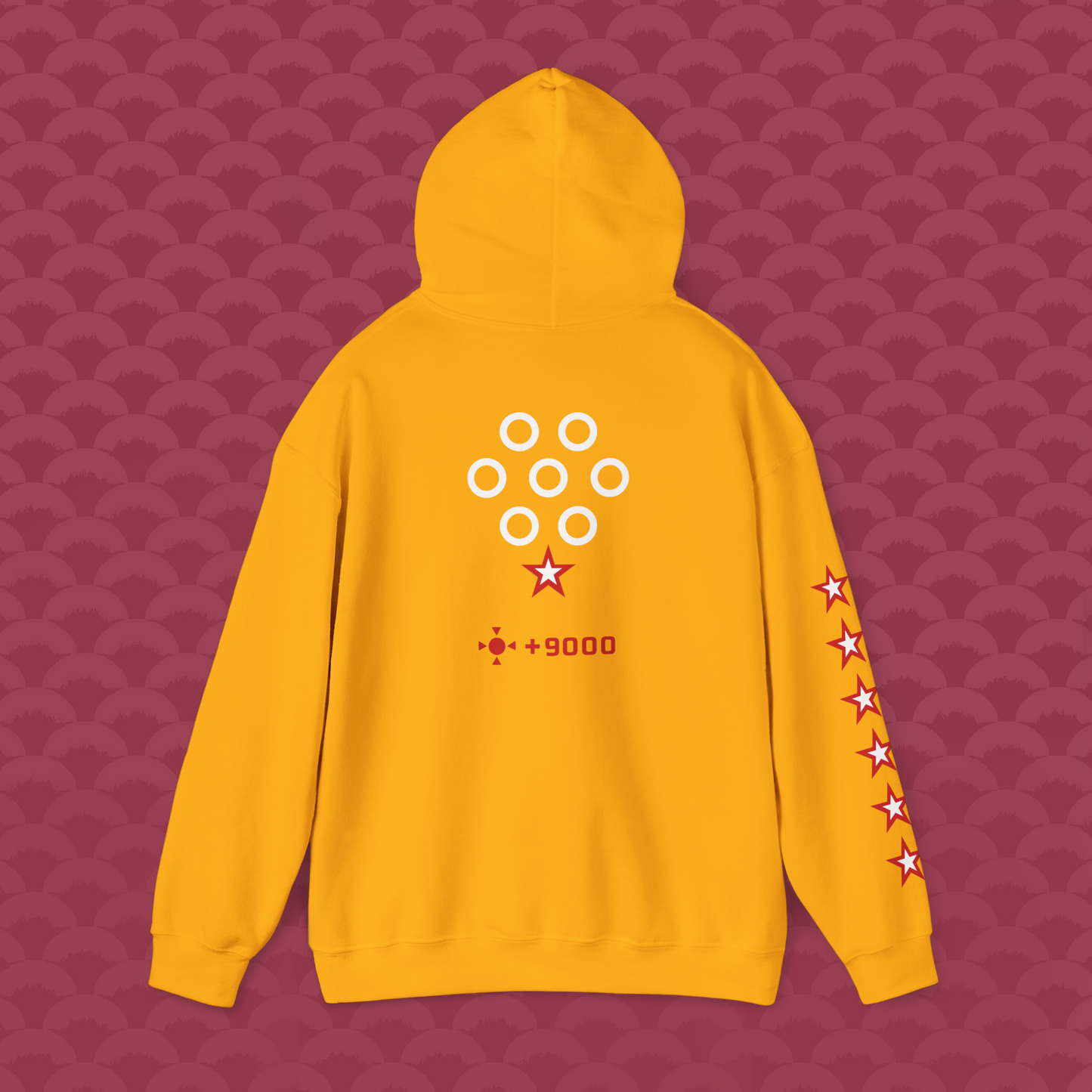 Hoodie Las Siete Estrellas, variante dorada "Súper" de espalda