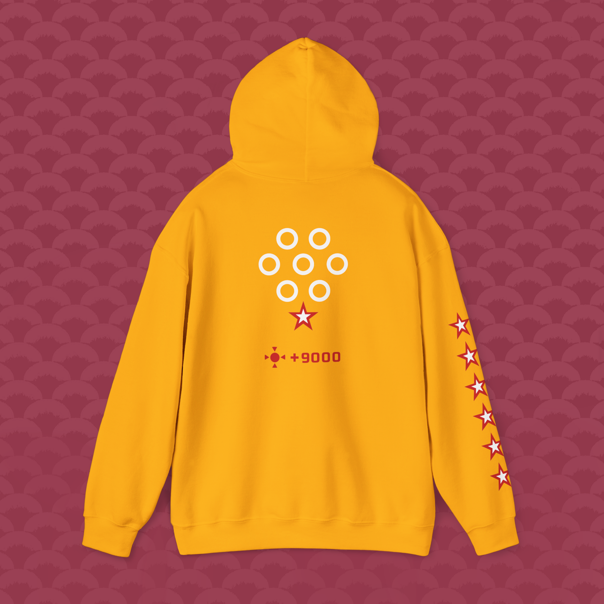 Hoodie Las Siete Estrellas, variante dorada "Súper" de espalda
