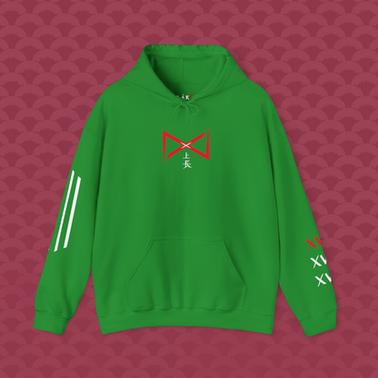 Hoodie Libertad Sintética, variante verde"Modelo 16" de frente