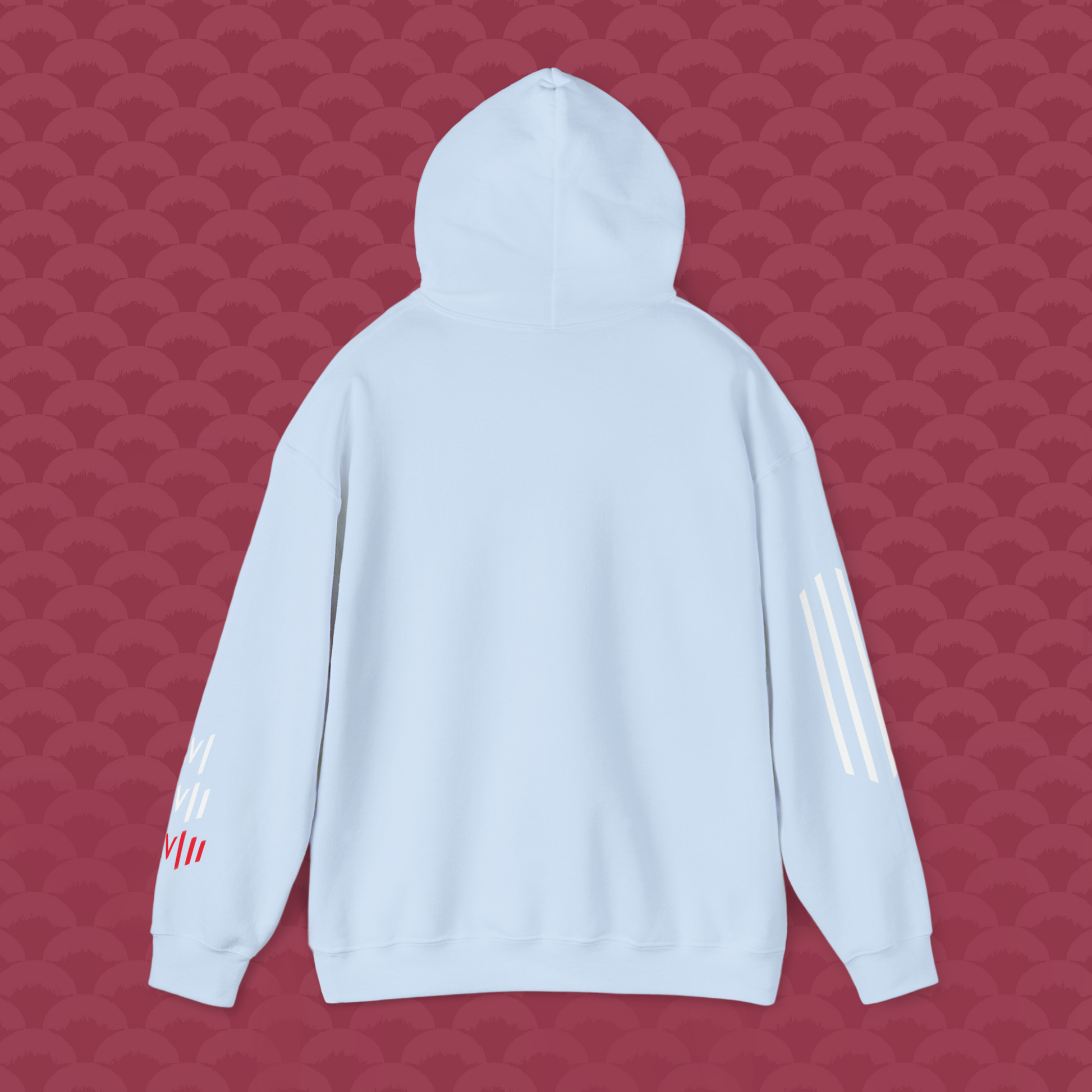 Hoodie Libertad Sintética, variante celeste"Modelo 18" de espalda