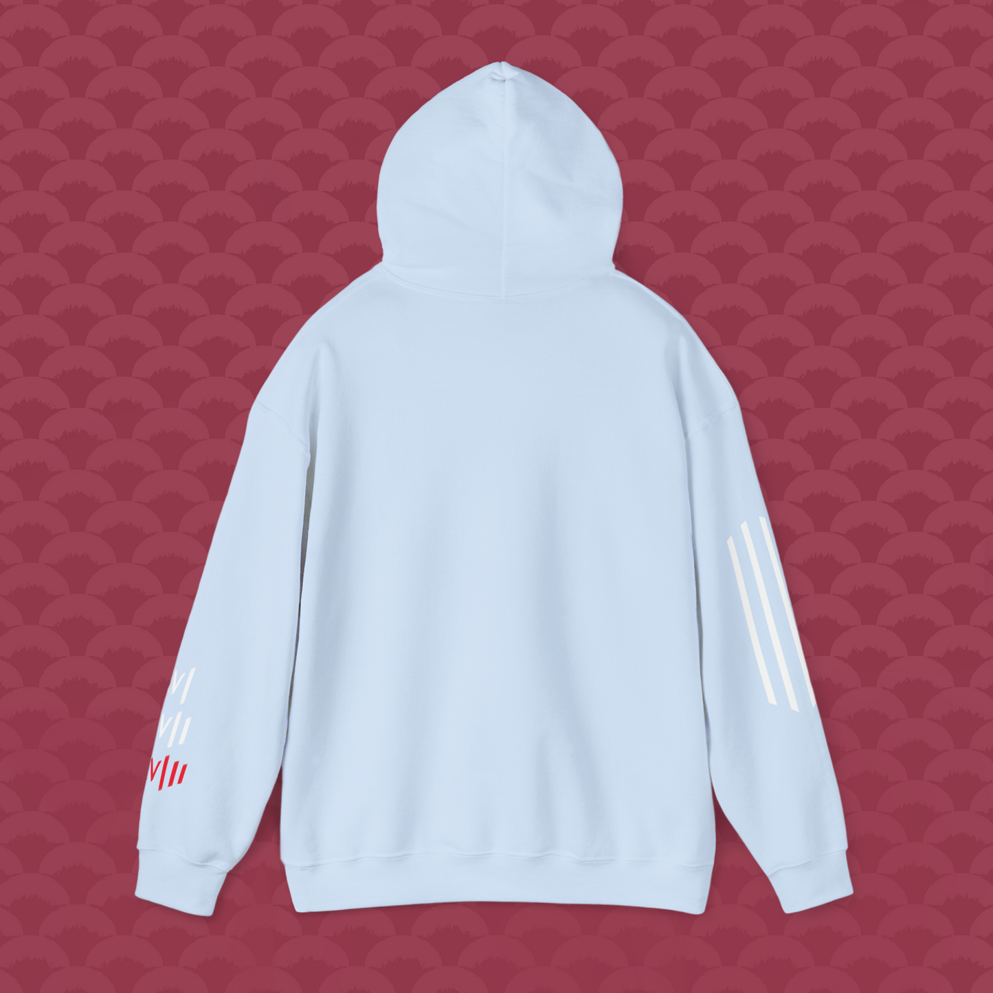 Hoodie Libertad Sintética, variante celeste"Modelo 18" de espalda